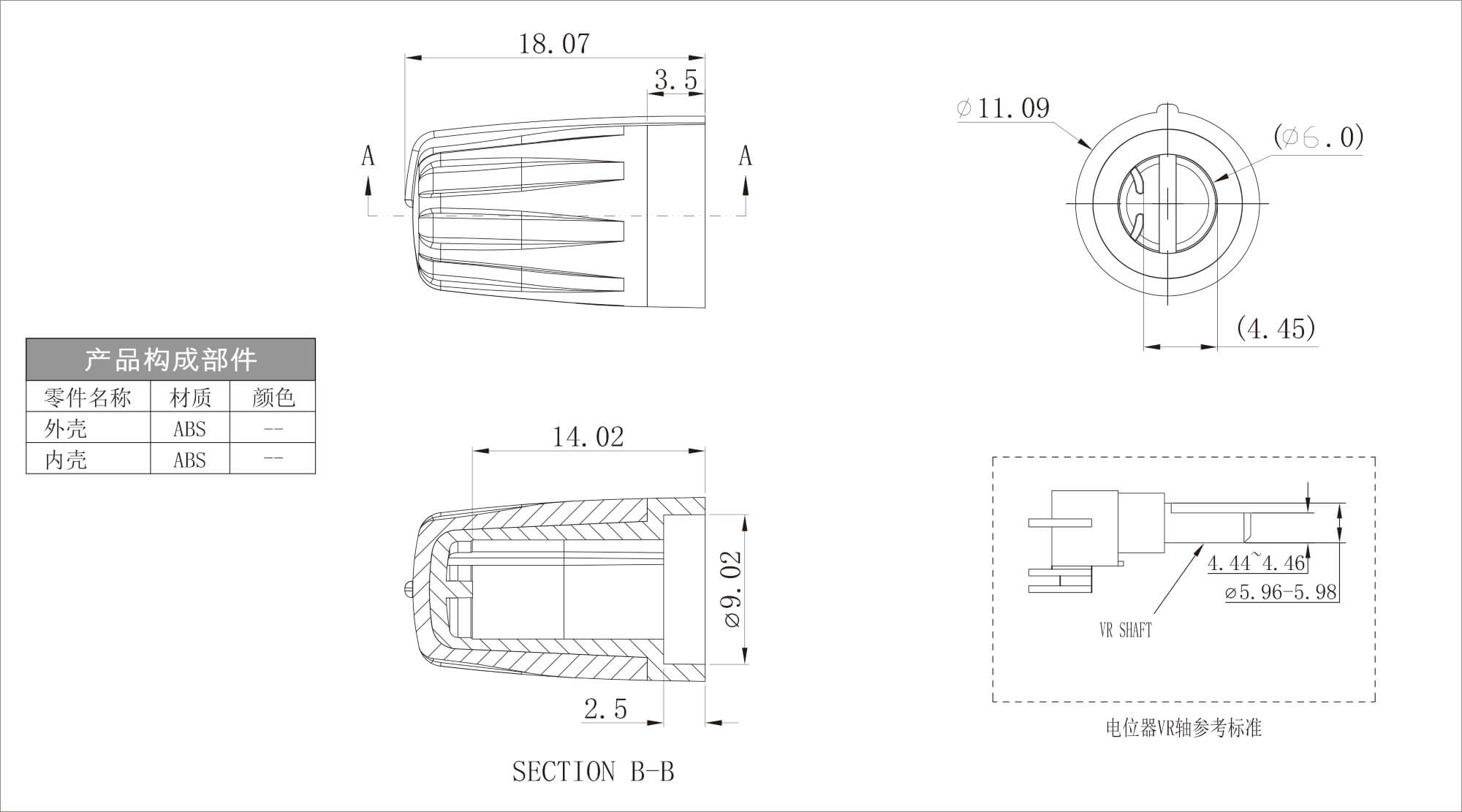 Plastic Two Color Knob X104